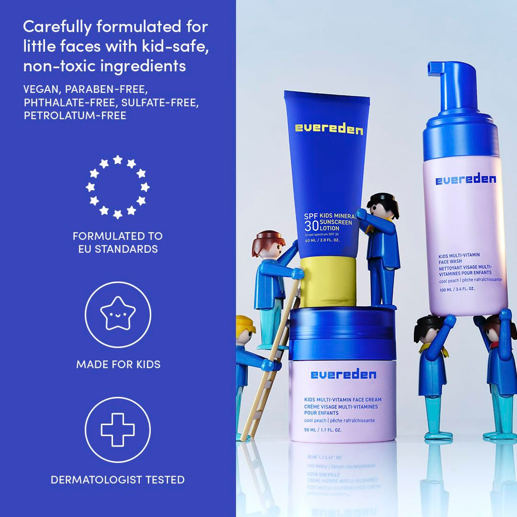 Evereden Kids Daily 1-2-3 Routine Bundle – Clean, Vegan Skincare for Kids with SPF 30 Mineral Sunscreen