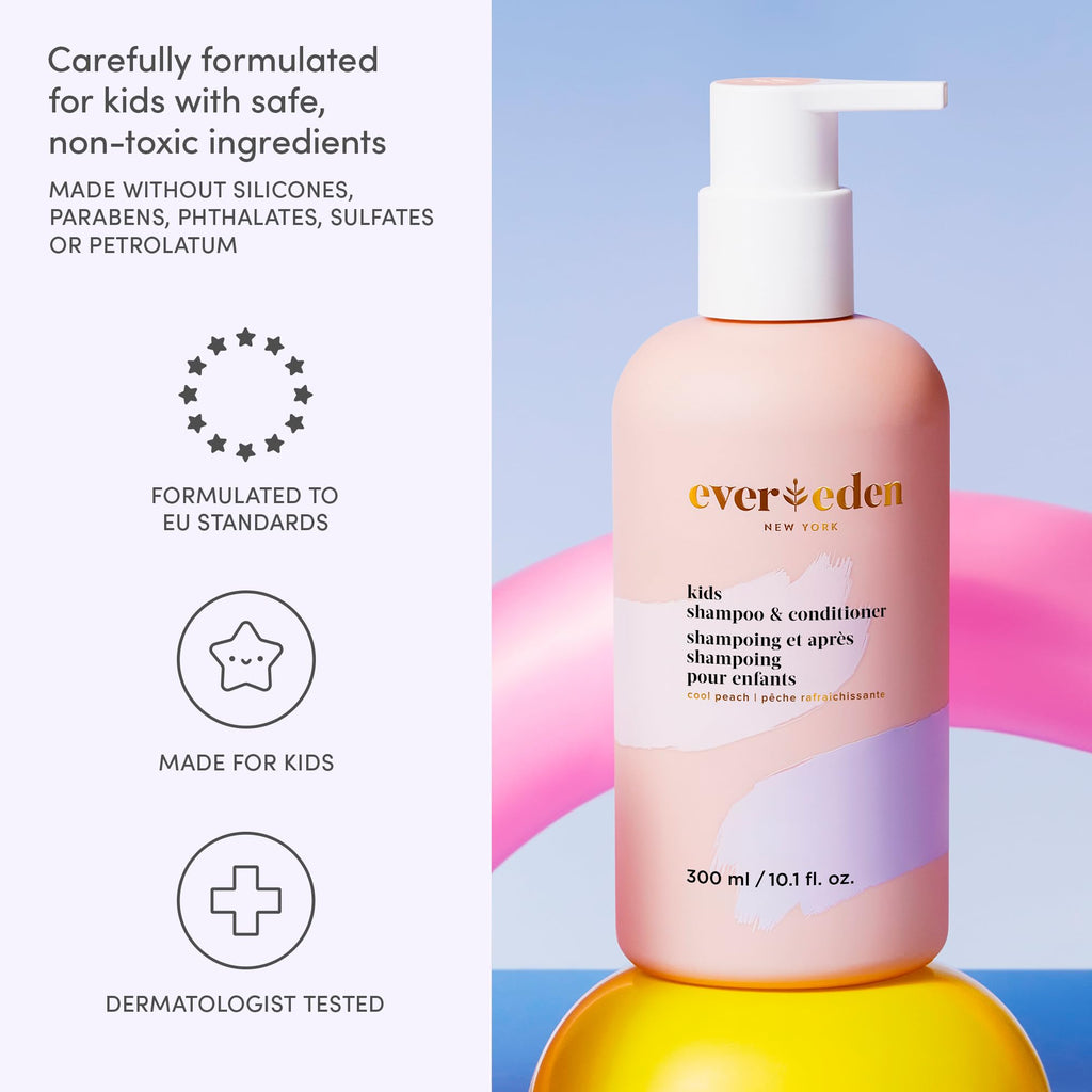 Evereden Kids 2-in-1 Shampoo & Conditioner – Cool Peach, 8.5 fl oz | Gentle, Vegan Care for Kids