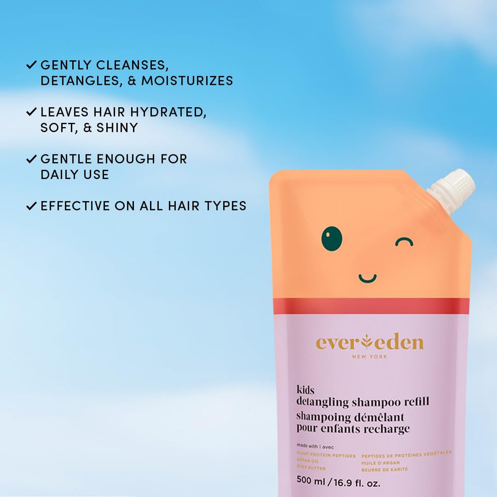 Evereden Kids Haircare Set (Refill) — Detangling Shampoo & Leave-In Conditioner for 3+ | Plant Protein Peptides & Argan Oil