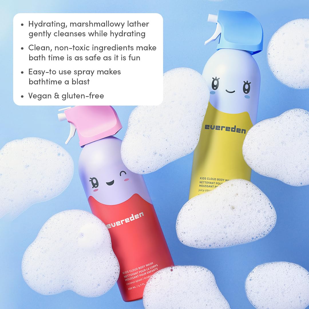 Evereden Kids Shower Essentials Set — 2-in-1 Shampoo & Conditioner + Cloud Body Wash