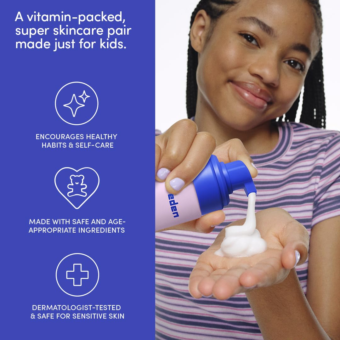 Evereden Happy Kids Skin & Lips Routine – Multi-Vitamin Face Wash, Peach Cream & Ruby Red Lip Oil for 3+