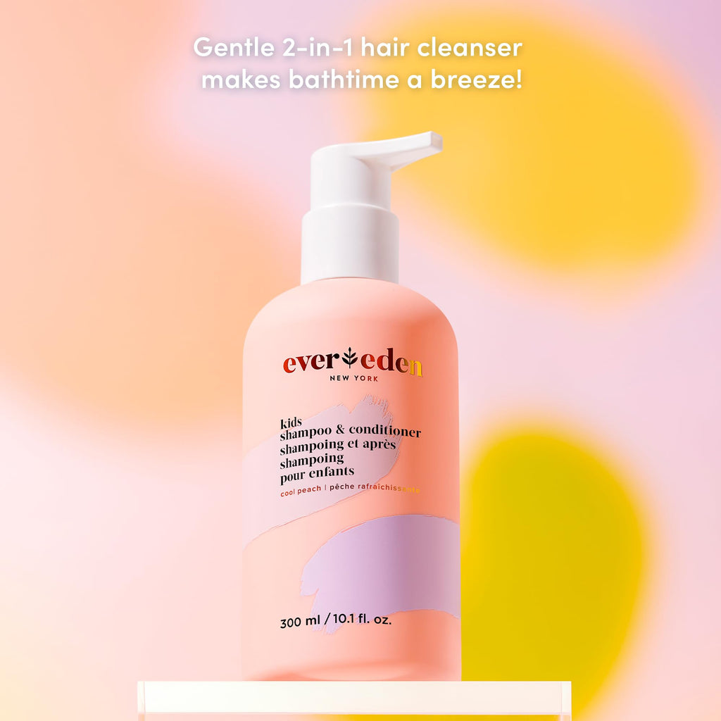 Evereden Kids 2-in-1 Shampoo & Conditioner – Cool Peach, 8.5 fl oz | Gentle, Vegan Care for Kids