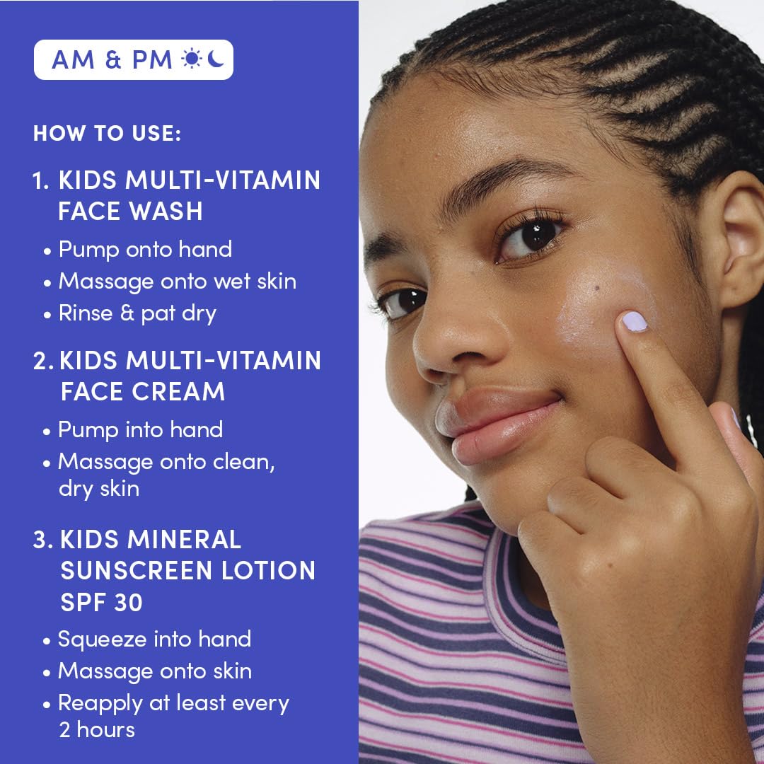 Evereden Kids Daily 1-2-3 Routine Bundle – Clean, Vegan Skincare for Kids with SPF 30 Mineral Sunscreen