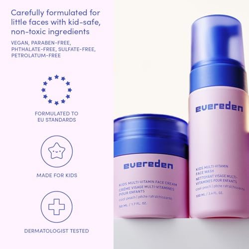 Evereden Happy Kids Skin & Lips Routine – Multi-Vitamin Face Wash, Peach Cream & Ruby Red Lip Oil for 3+