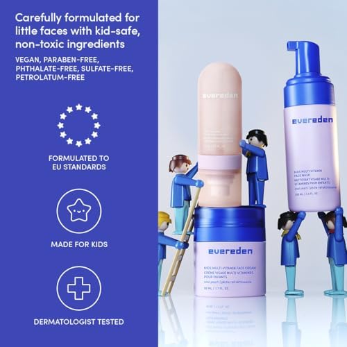 Evereden Kids Multi-Vitamin Hydrating Face Mist, Face Wash & Face Cream Set – Clean Vegan Skincare for Kids 6+