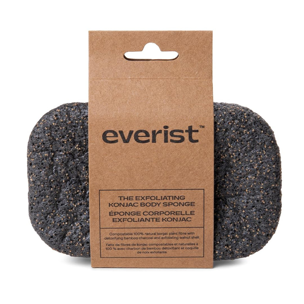 Everist Exfoliating Konjac Body Sponge – Natural, Reusable, Compostable, Charcoal Cleansing (60+ Uses)