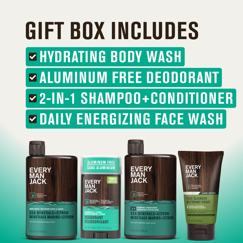 Every Man Jack Sea Minerals + Citron Gift Set – Hydrating Bath & Body Essentials