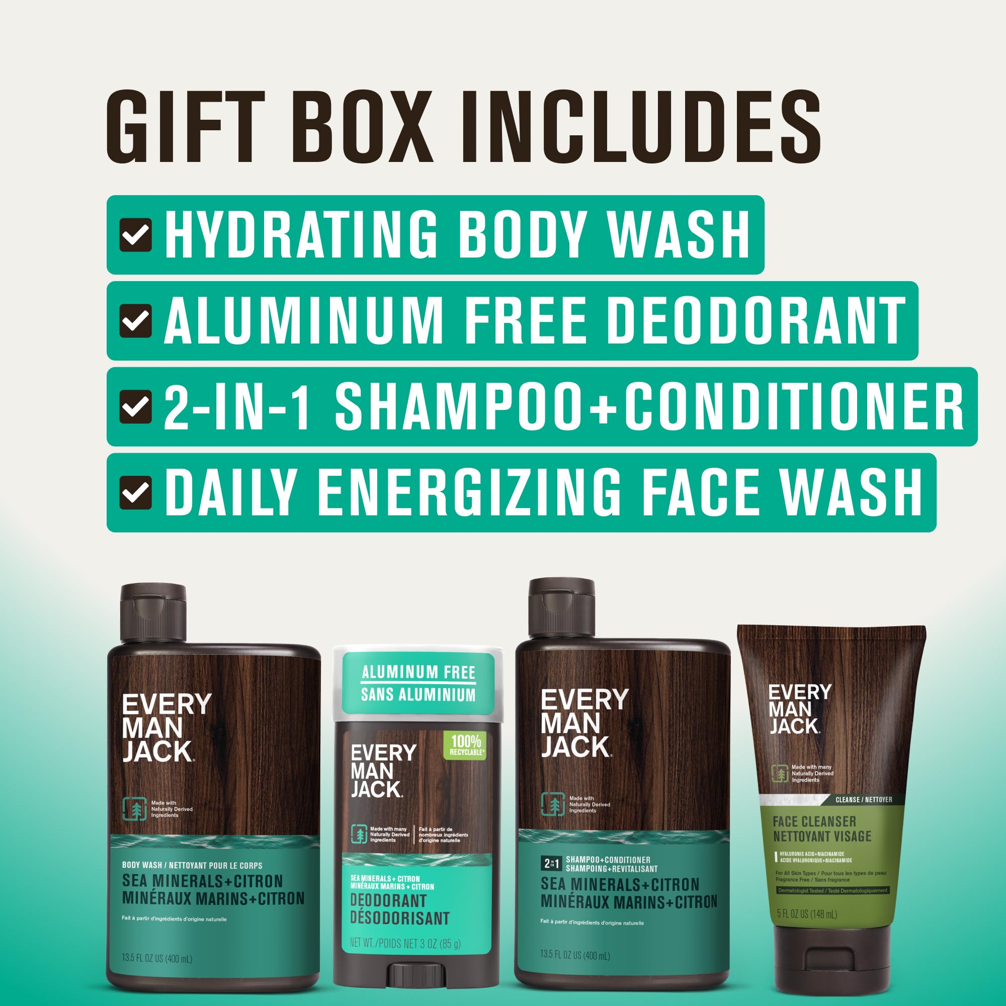 Every Man Jack Sea Minerals + Citron Gift Set – Hydrating Bath & Body Essentials