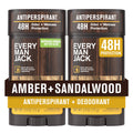 Every Man Jack Amber + Sandalwood Antiperspirant Deodorant – 2-Pack, 48-Hour Odor & Sweat Defense, 2.6 oz