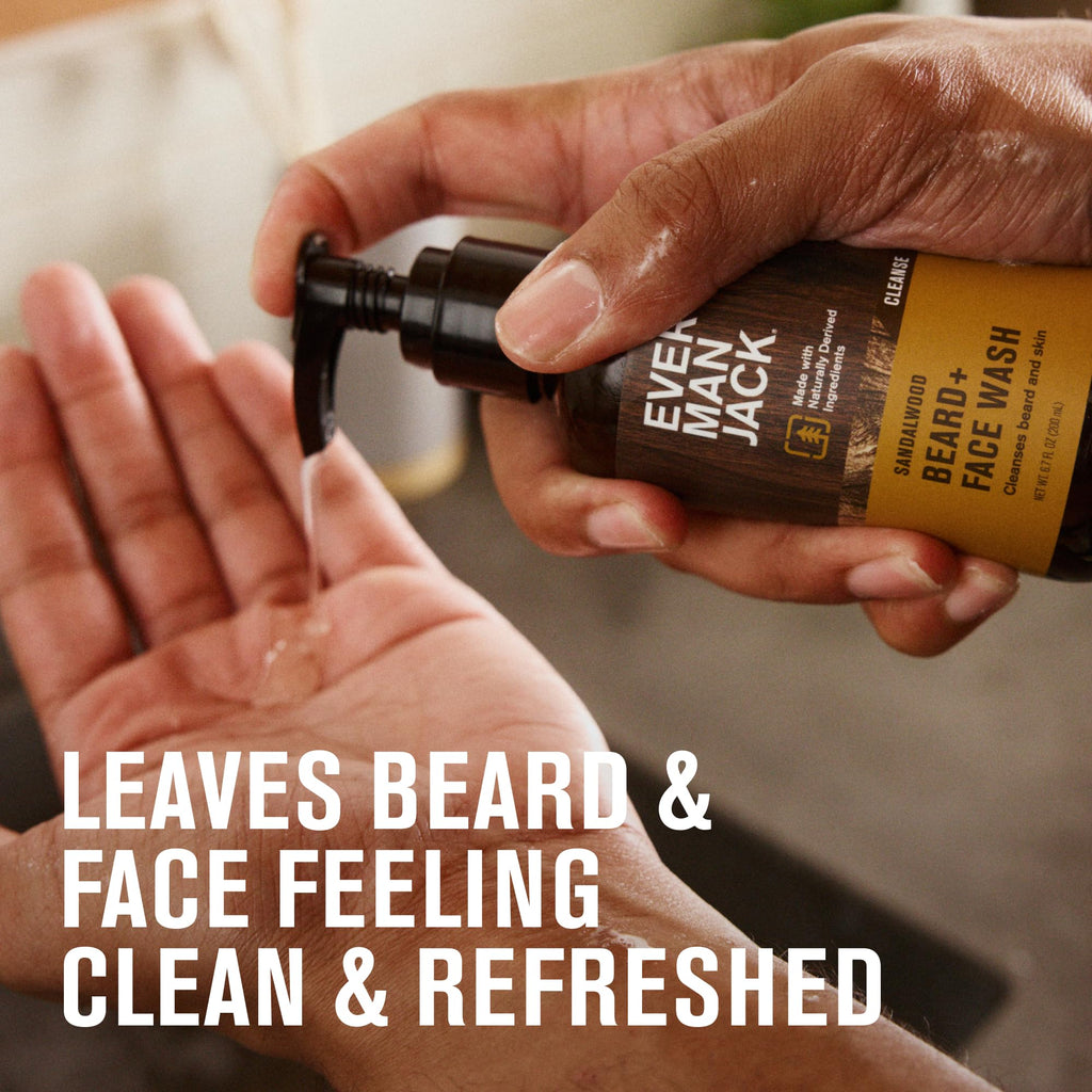 Every Man Jack Beard + Face Wash – Vanilla & Cedar, 6.7 fl oz, 2-Pack
