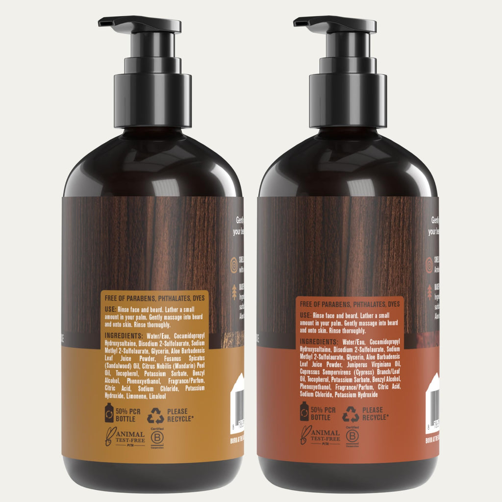 Every Man Jack Beard + Face Wash Sandalwood & Aged Bourbon Bundle – 2 x 6.7 fl oz