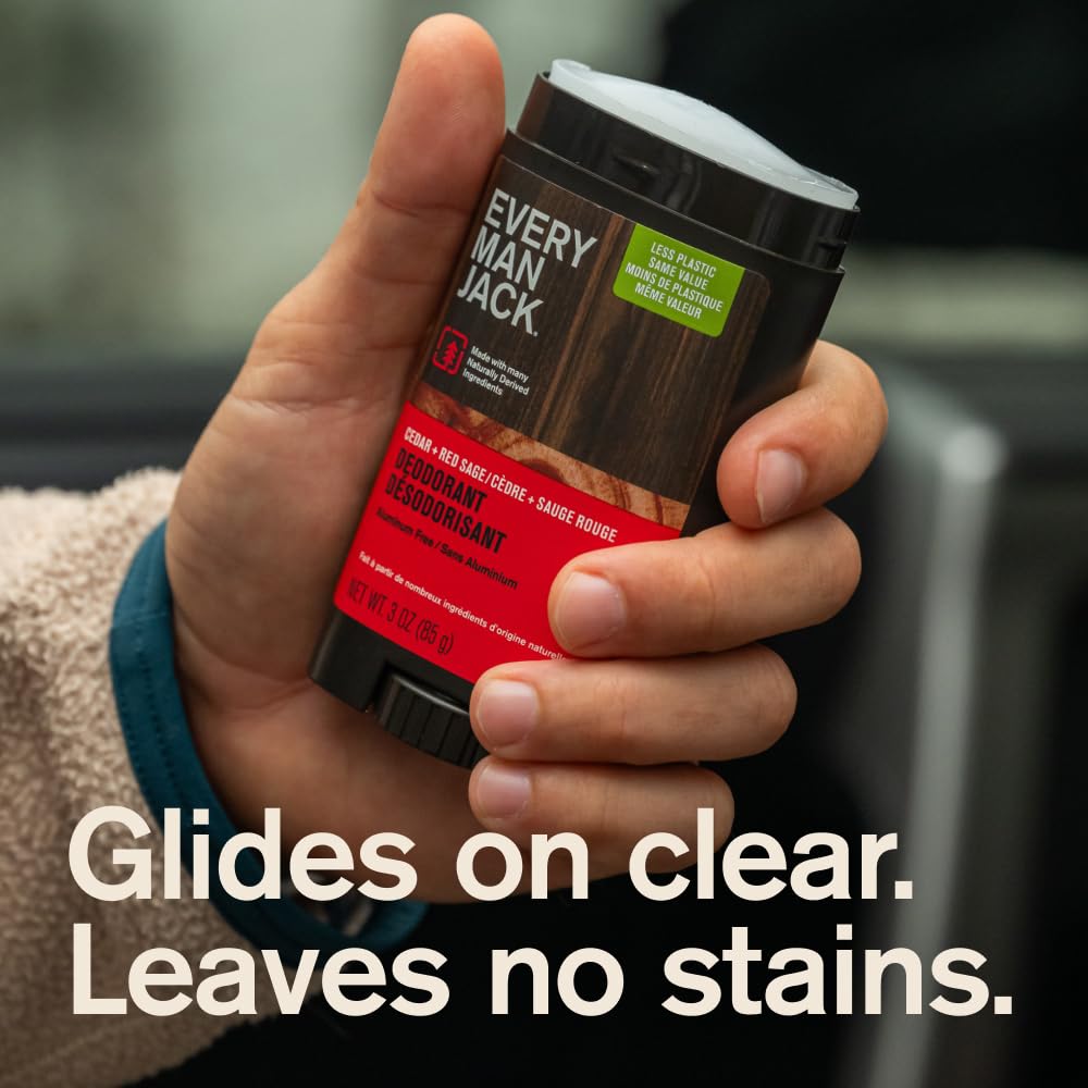 Every Man Jack Cedar + Red Sage Deodorant - Aluminum-Free, All Skin Types, 3oz (2 Pack)