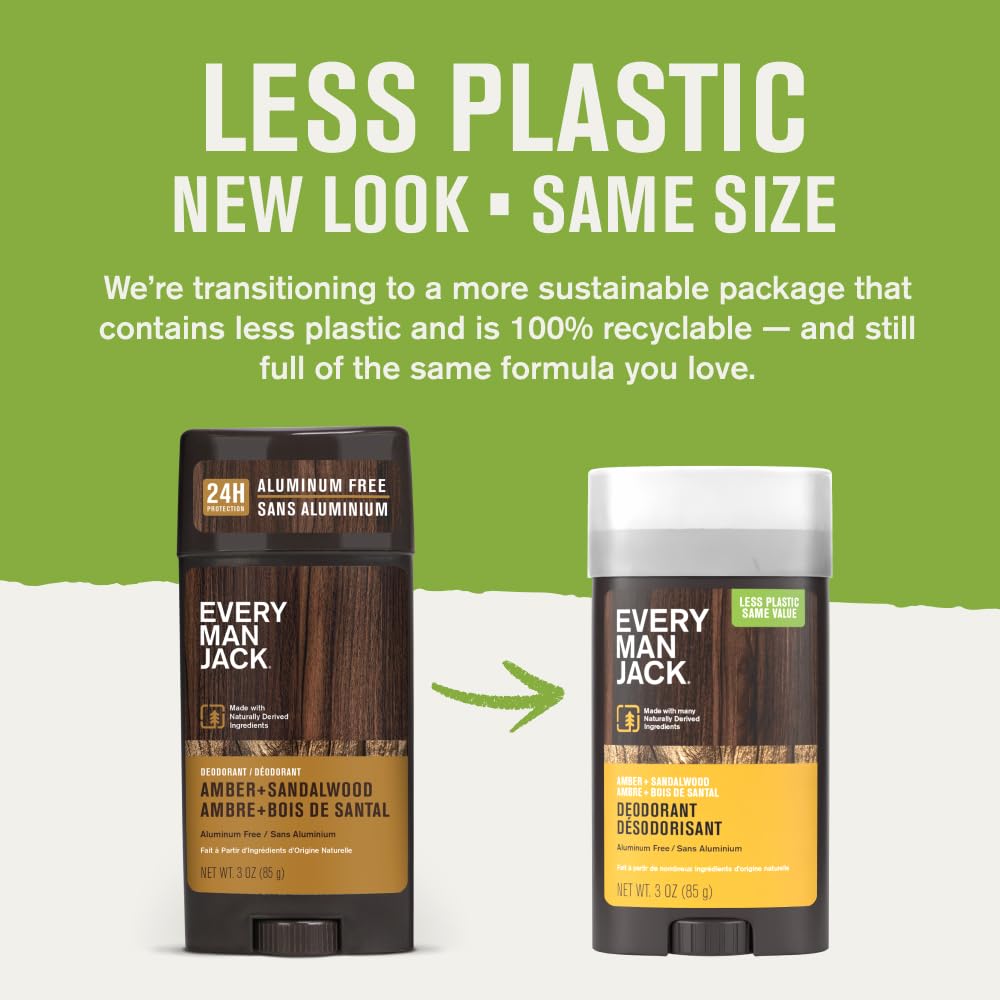 Every Man Jack Deodorant Variety Set – Aluminum-Free, 3 Full-Size Sticks (Coconut Driftwood, Citrus Eucalyptus, Amber Sandalwood)