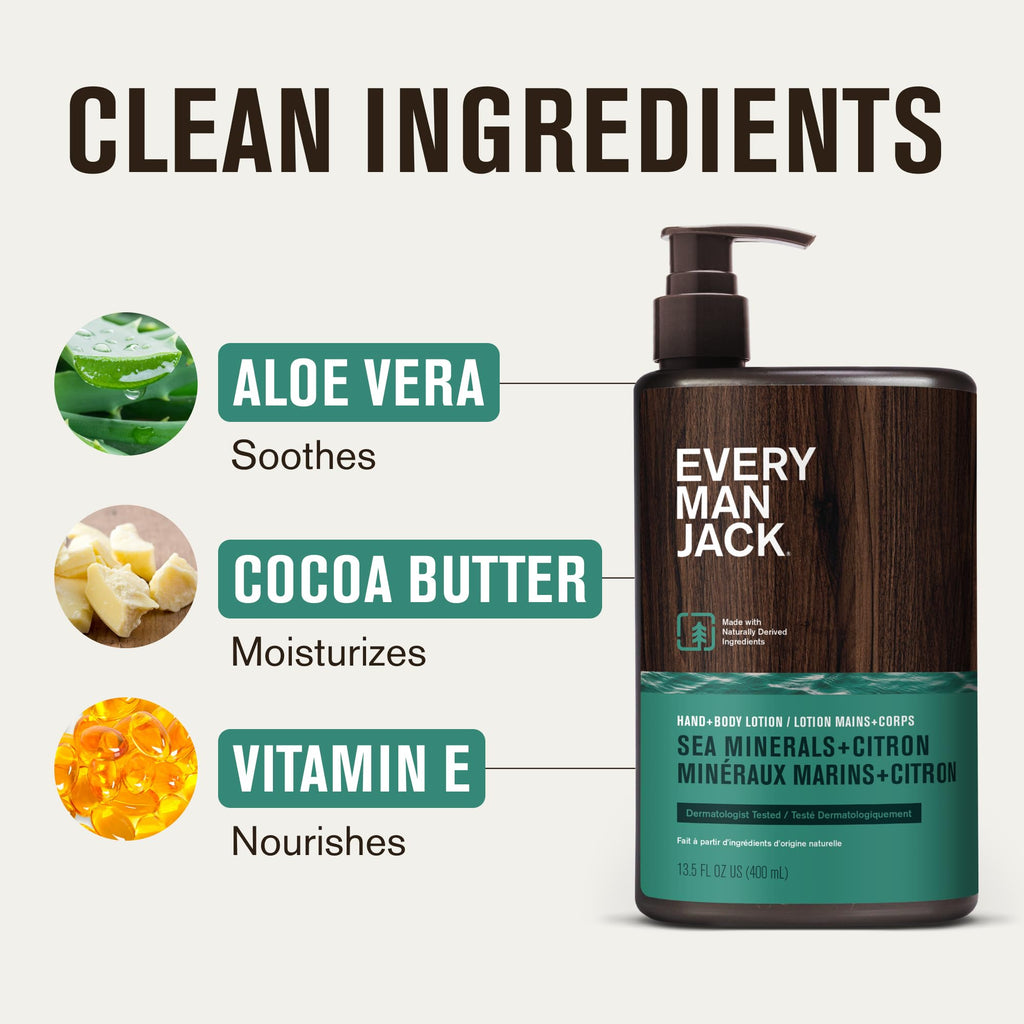 Every Man Jack Sea Minerals + Citron Hand & Body Lotion — 2 × 13.5oz