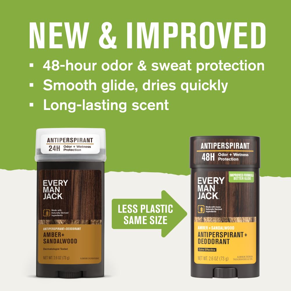 Every Man Jack Men’s Antiperspirant Deodorant Variety Pack – New Formula, Outdoor Scents, 48-Hour Protection (3 x 2.6 oz)