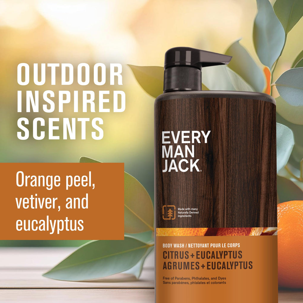 Every Man Jack Nourishing Citrus Eucalyptus Body Wash – 24 Fl Oz (2 Pack) | For All Skin Types