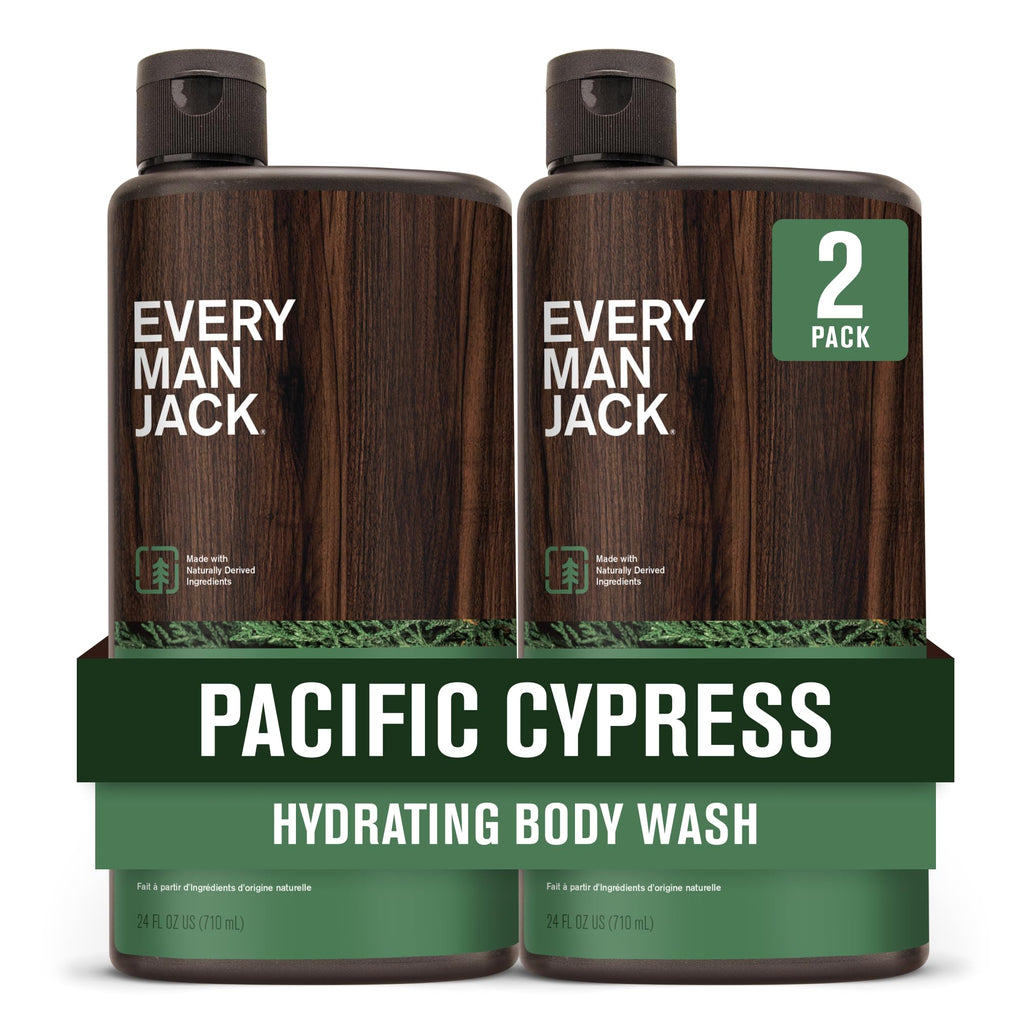 Every Man Jack Nourishing Pacific Cypress Body Wash for All Skin Types | Coconut & Glycerin Hydration | 24oz 2 Bottles