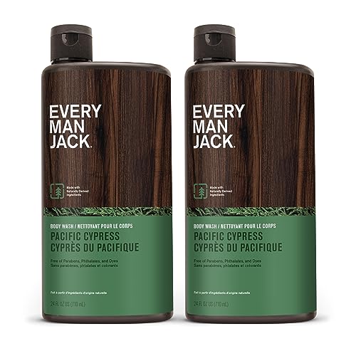 Every Man Jack Nourishing Pacific Cypress Body Wash for All Skin Types | Coconut & Glycerin Hydration | 24oz 2 Bottles