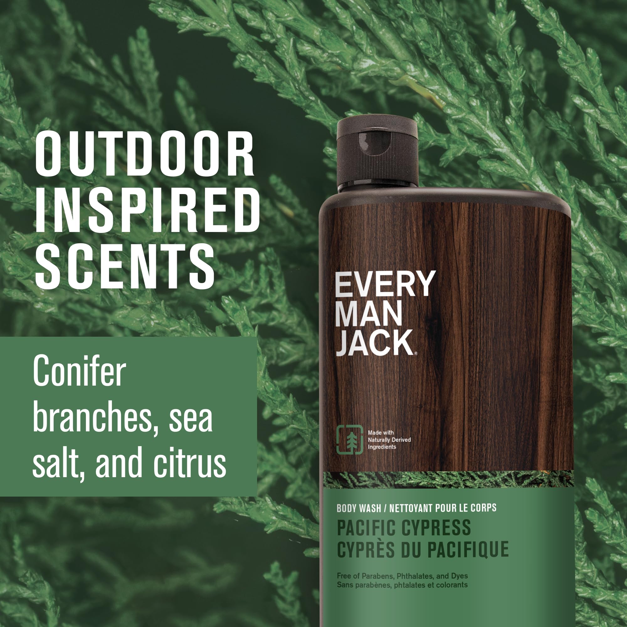 Every Man Jack Nourishing Pacific Cypress Body Wash for All Skin Types | Coconut & Glycerin Hydration | 24oz 2 Bottles