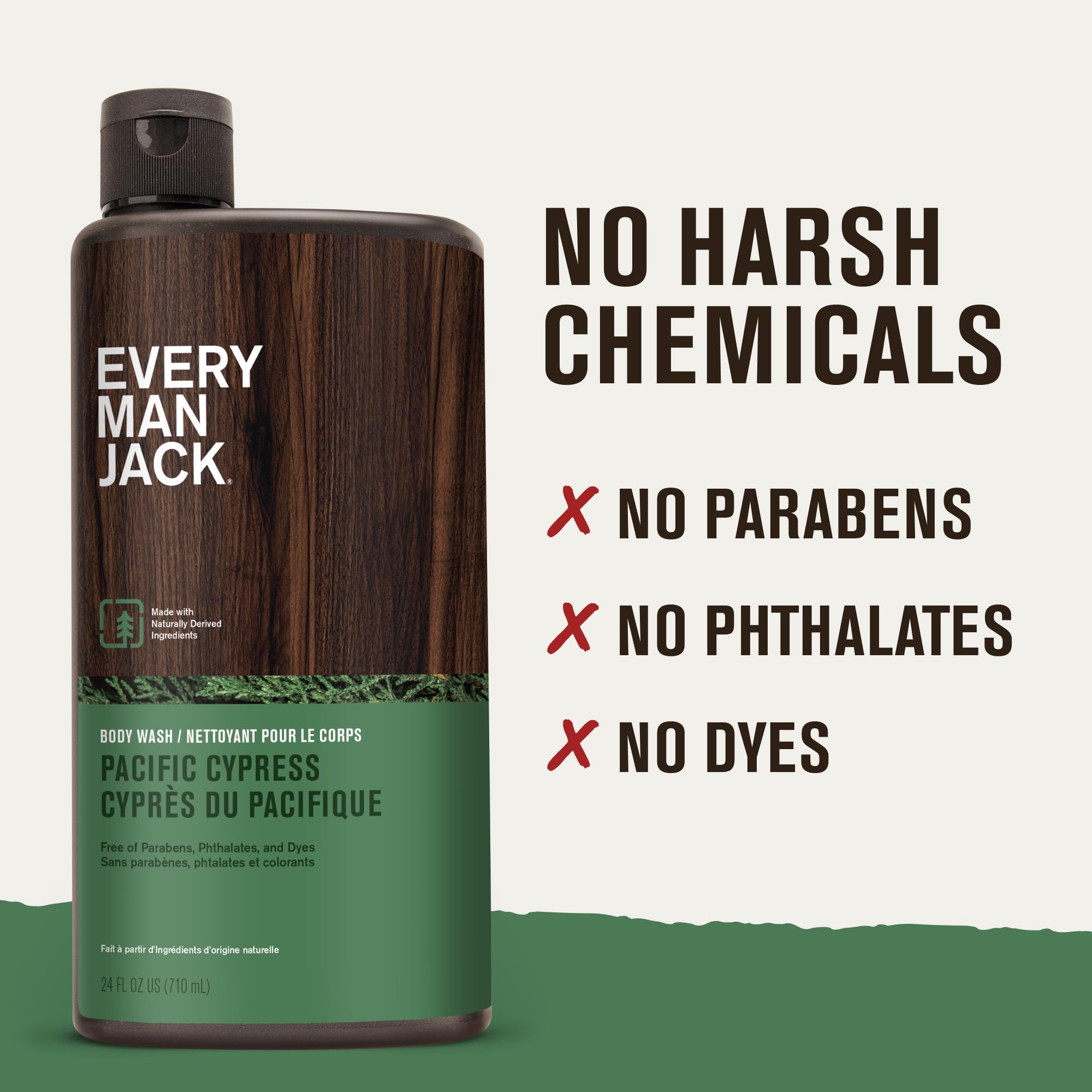 Every Man Jack Nourishing Pacific Cypress Body Wash for All Skin Types | Coconut & Glycerin Hydration | 24oz 2 Bottles
