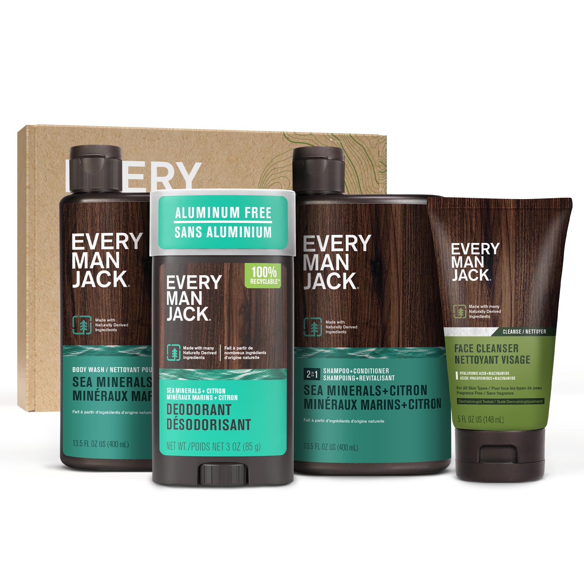 Every Man Jack Sea Minerals + Citron Gift Set – Hydrating Bath & Body Essentials