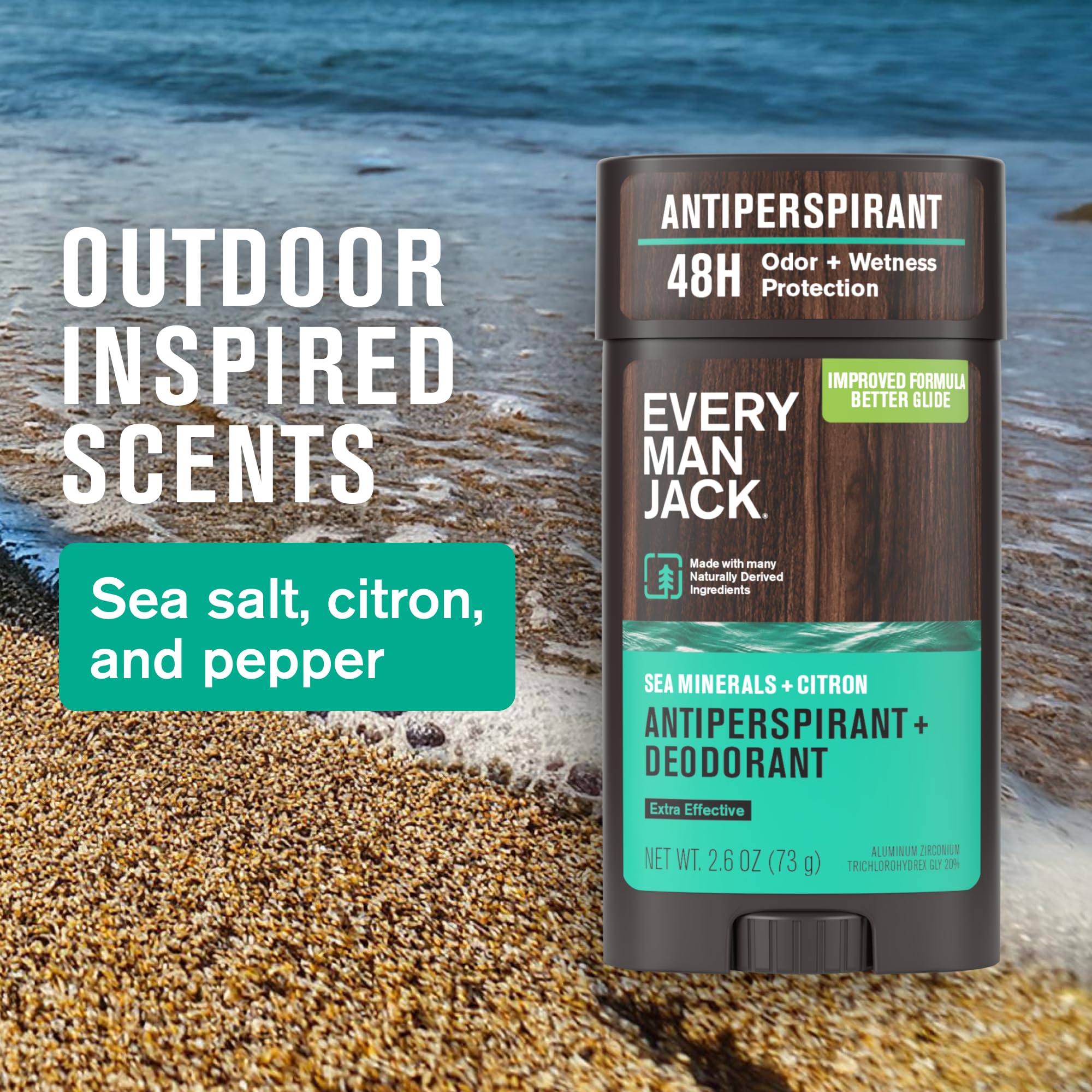 Every Man Jack Sea Minerals + Citron Antiperspirant Deodorant – 2-Pack, 48-Hour Defense