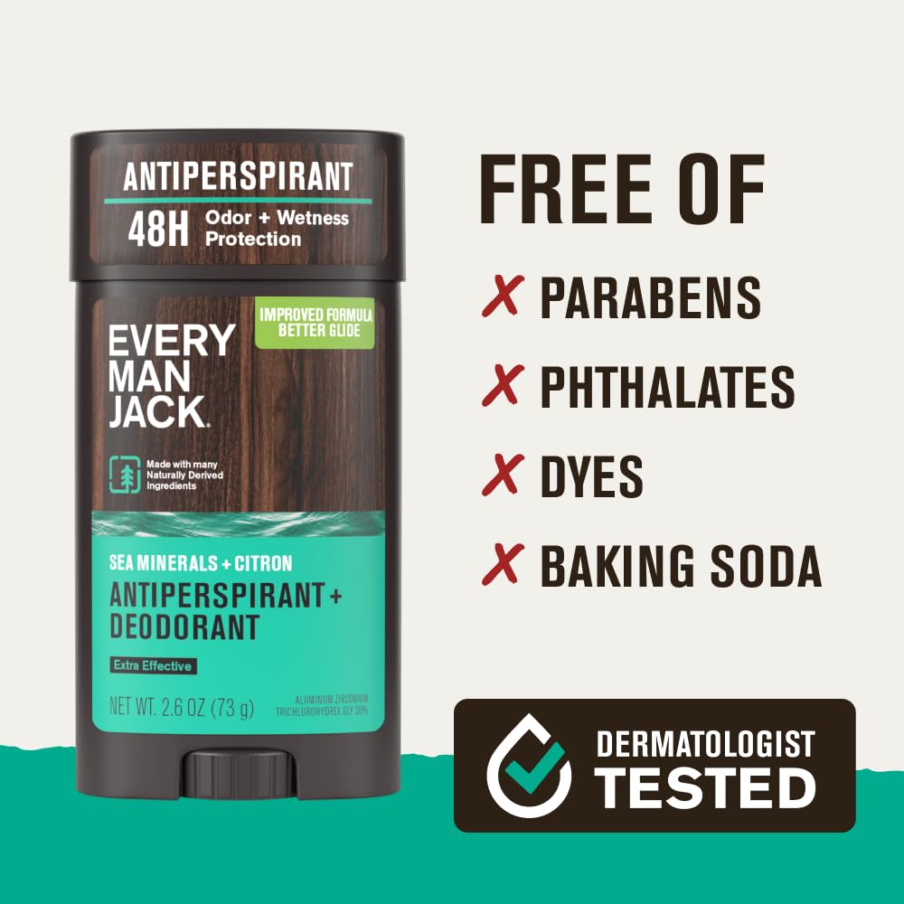 Every Man Jack Sea Minerals + Citron Antiperspirant Deodorant – 2-Pack, 48-Hour Defense