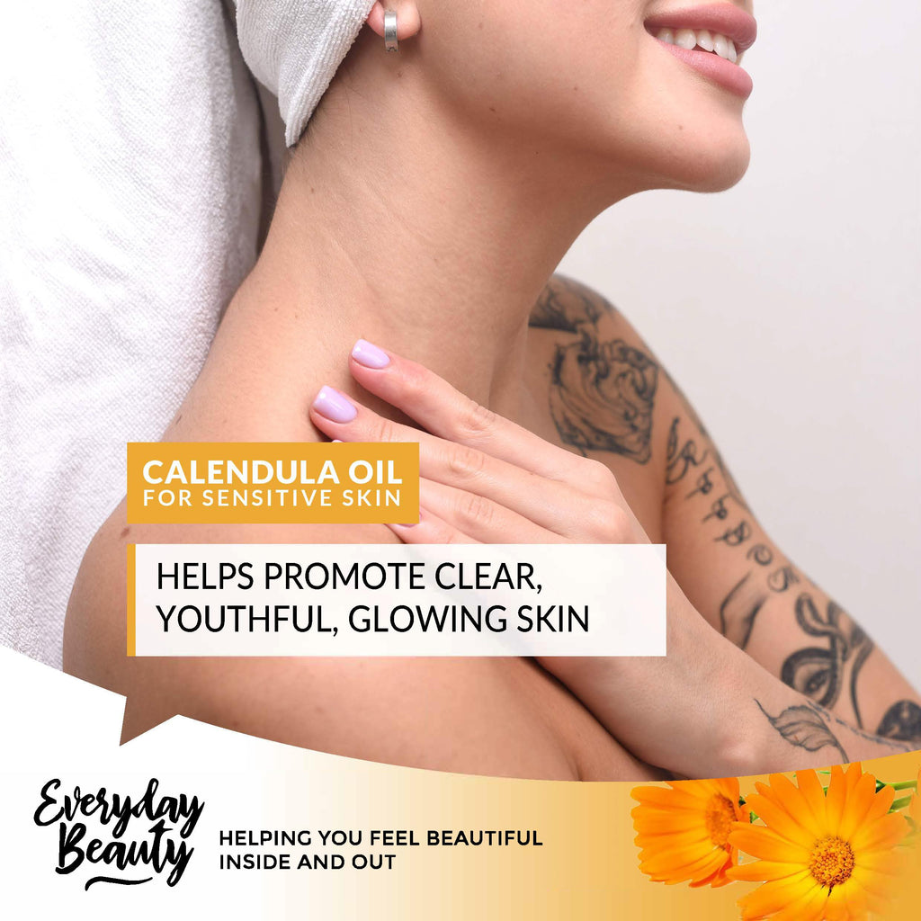 Everyday Beauty Organic Calendula Oil for Sensitive Skin – 2 oz Pump