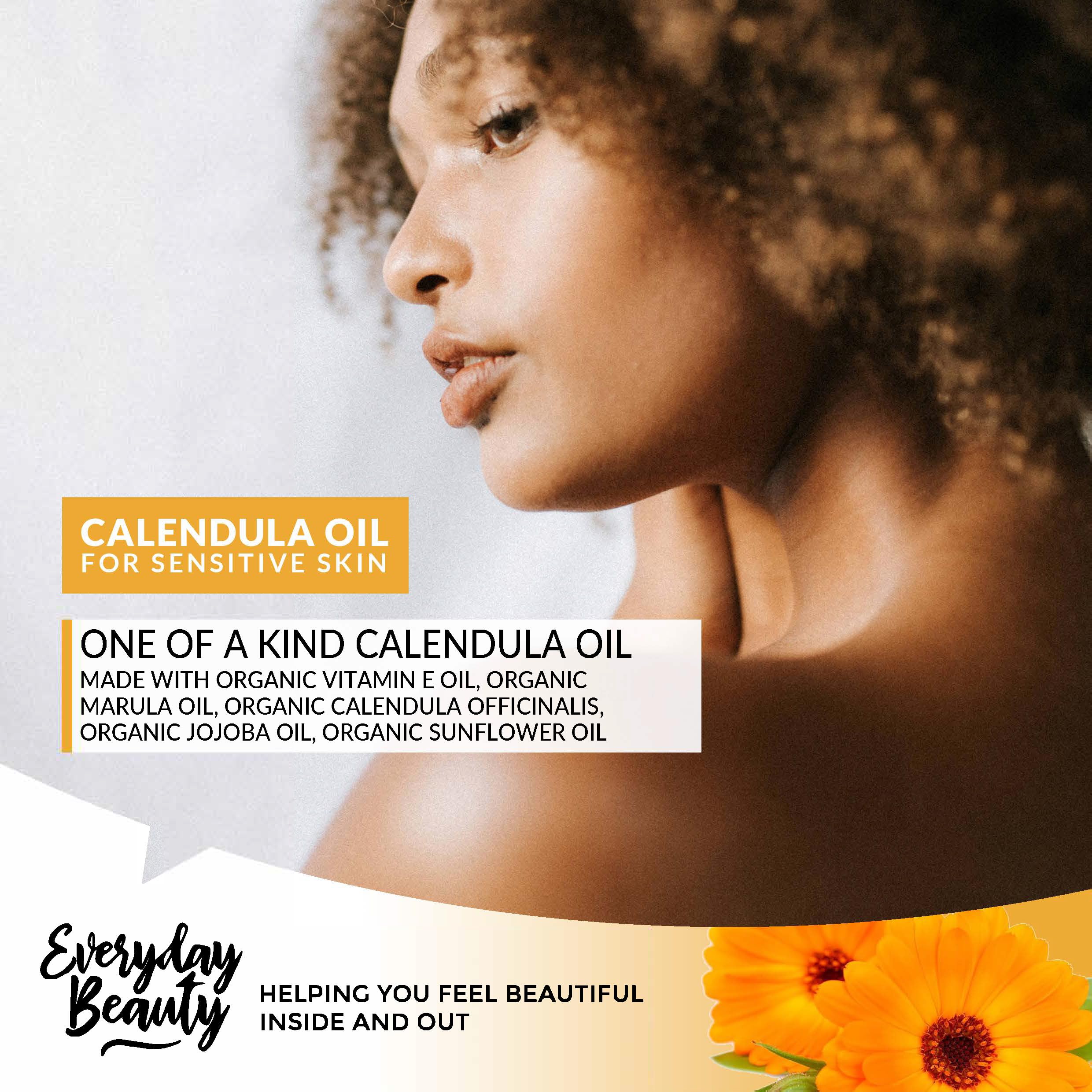 Everyday Beauty Organic Calendula Oil for Sensitive Skin – 2 oz Pump