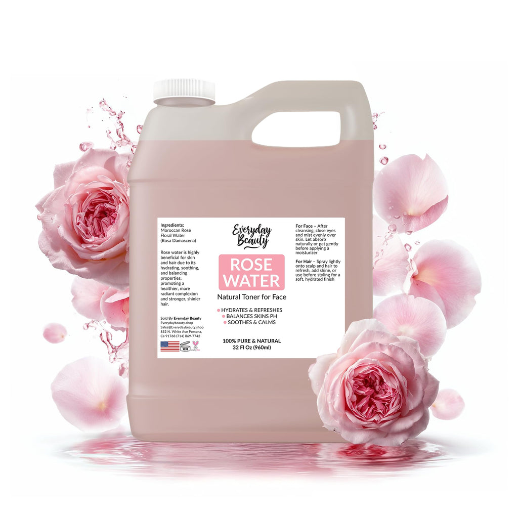 Rose Water Facial Toner | 32oz Bulk, Alcohol-Free, Vegan & All Natural | Everyday Beauty