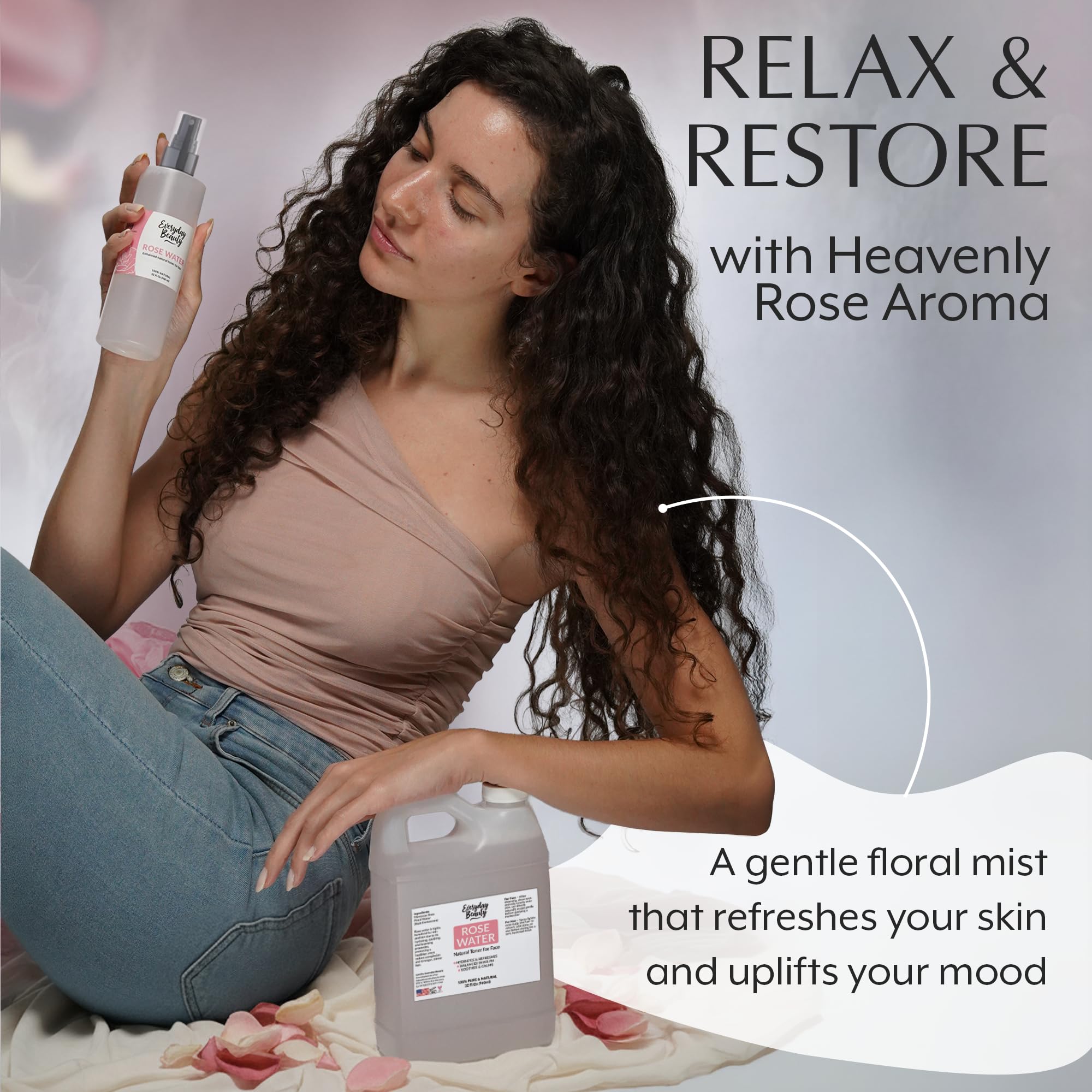 Rose Water Facial Toner | 32oz Bulk, Alcohol-Free, Vegan & All Natural | Everyday Beauty