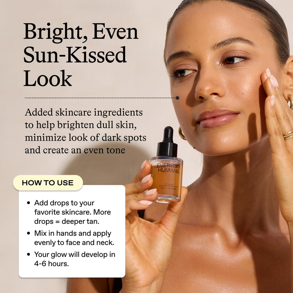 Everyday Humans Sun Blush Glowing Self Tanning Drops – Fragrance Free, Australian Made 1.0 fl oz
