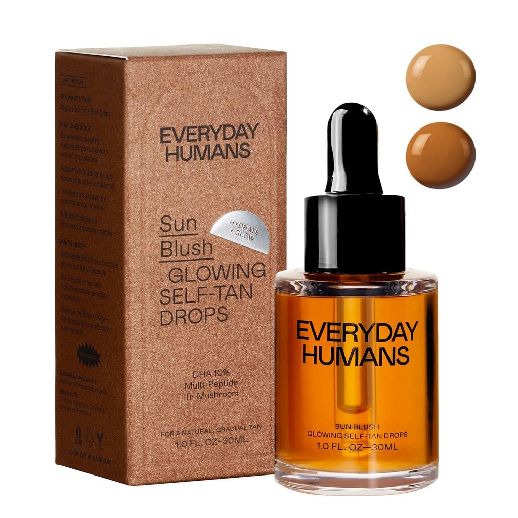Everyday Humans Sun Blush Glowing Self Tanning Drops – Fragrance Free, Australian Made 1.0 fl oz