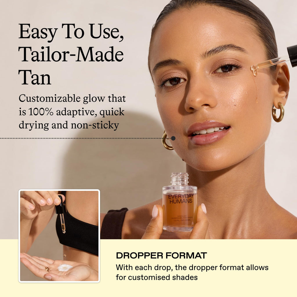 Everyday Humans Sun Blush Glowing Self Tanning Drops – Fragrance Free, Australian Made 1.0 fl oz