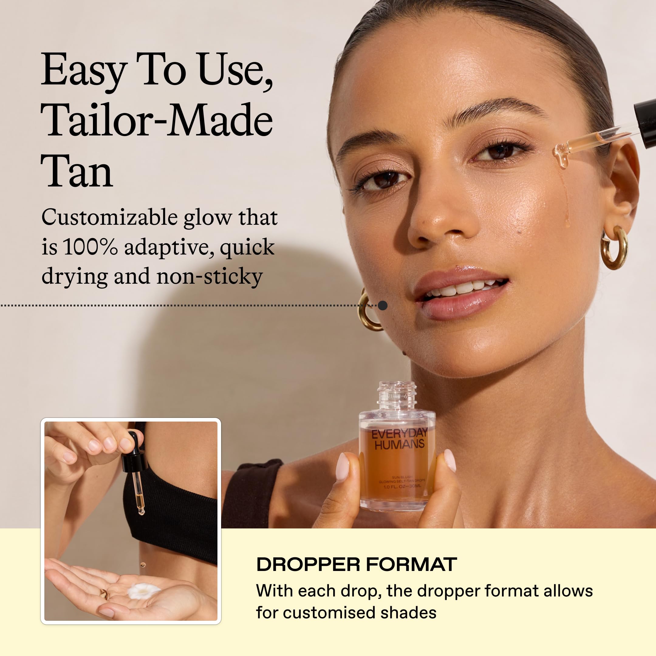 Everyday Humans Sun Blush Glowing Self Tanning Drops – Fragrance Free, Australian Made 1.0 fl oz