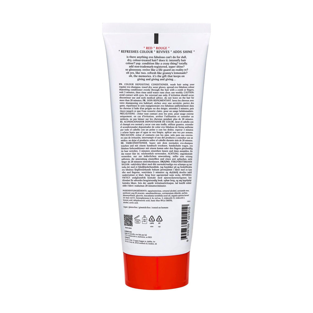 EVO Fabuloso Red Color Depositing Conditioner – Full Size 7.5 oz | Instant Color Refresh