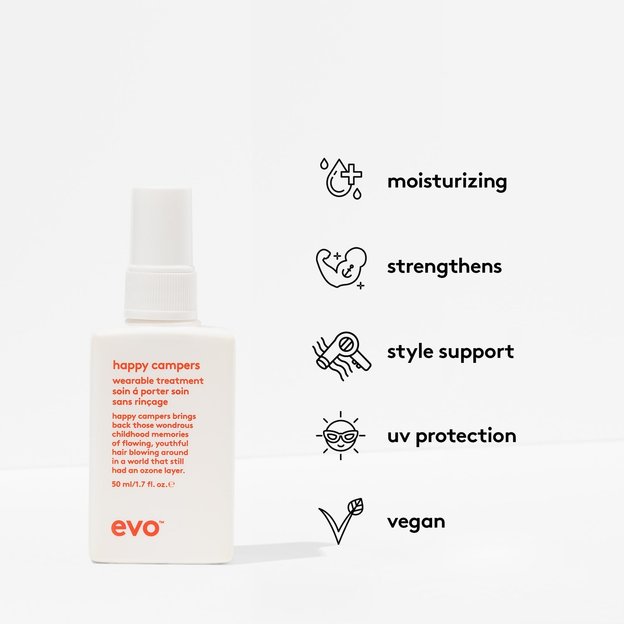 EVO Happy Campers Wearable Treatment – Daily Hair Strength, Frizz Control & UV Protection (2 x 50ml)