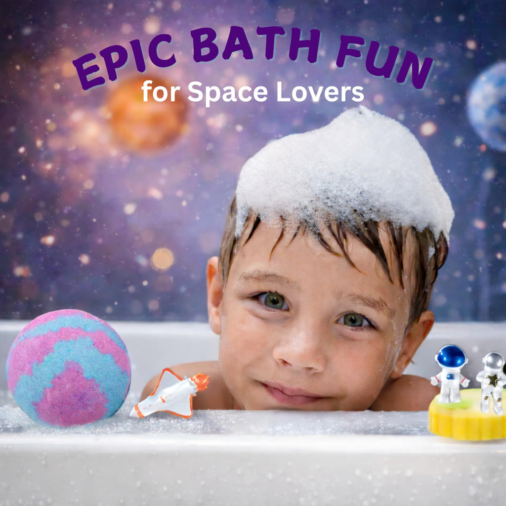 EvolutionUSA Space Bath Bomb for Kids — Toy Inside, Planet Bath Ball, Organic & Hypoallergenic