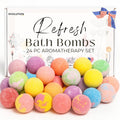 EvolutionUSA Refresh Bath Bombs - 24 Mini Organic Bath Bombs Set for Women and Kids