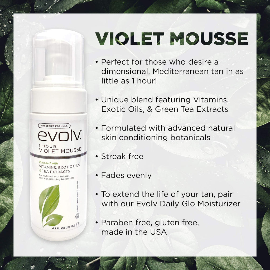 Evolv. 1 Hour Violet Mousse – Rapid DHA Self-Tanner for Streak-Free, Even Tan