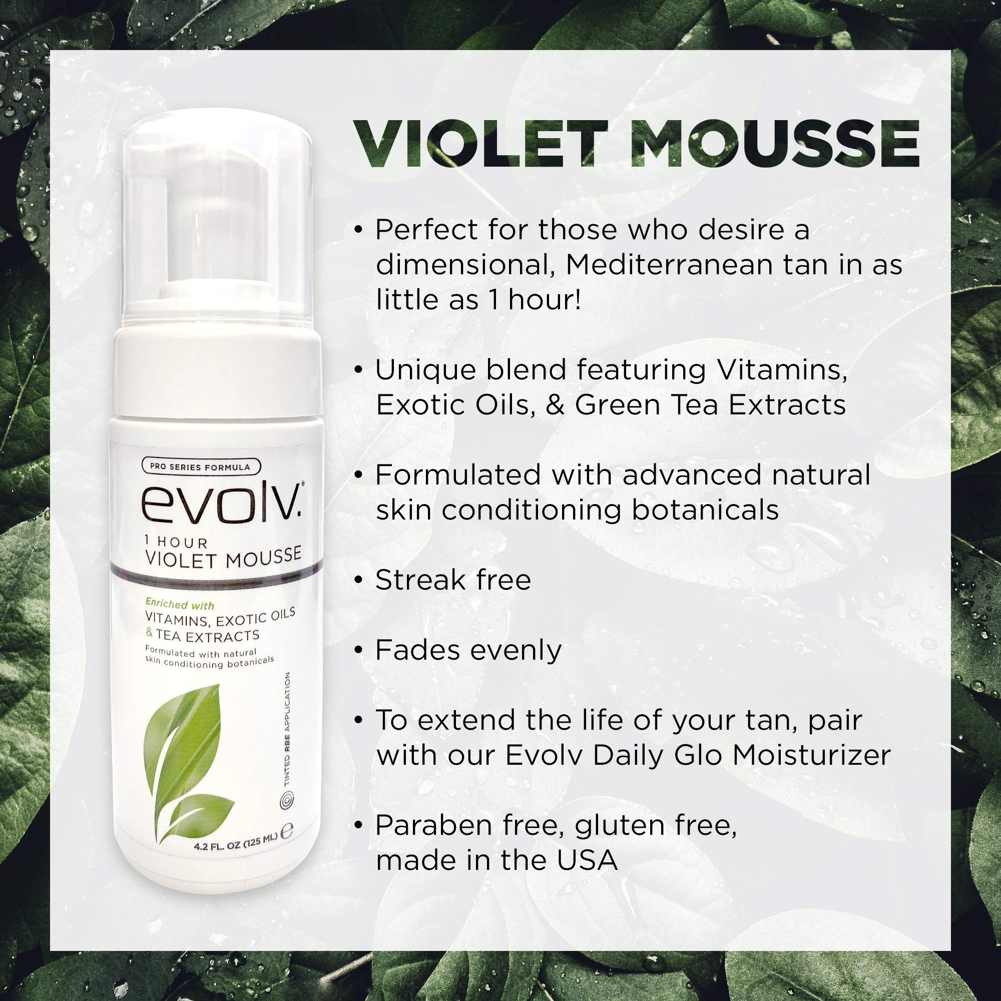 Evolv. 1 Hour Violet Mousse – Rapid DHA Self-Tanner for Streak-Free, Even Tan