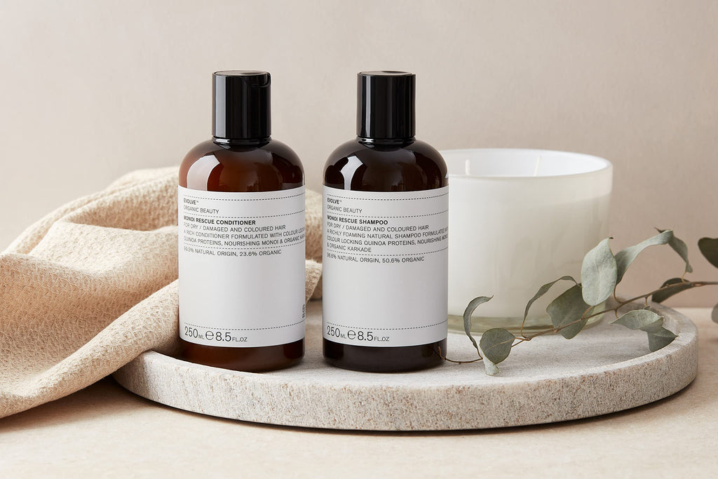 Evolve Organic Beauty Natural Monoi Rescue Shampoo | Small Batch Vegan Clean Beauty
