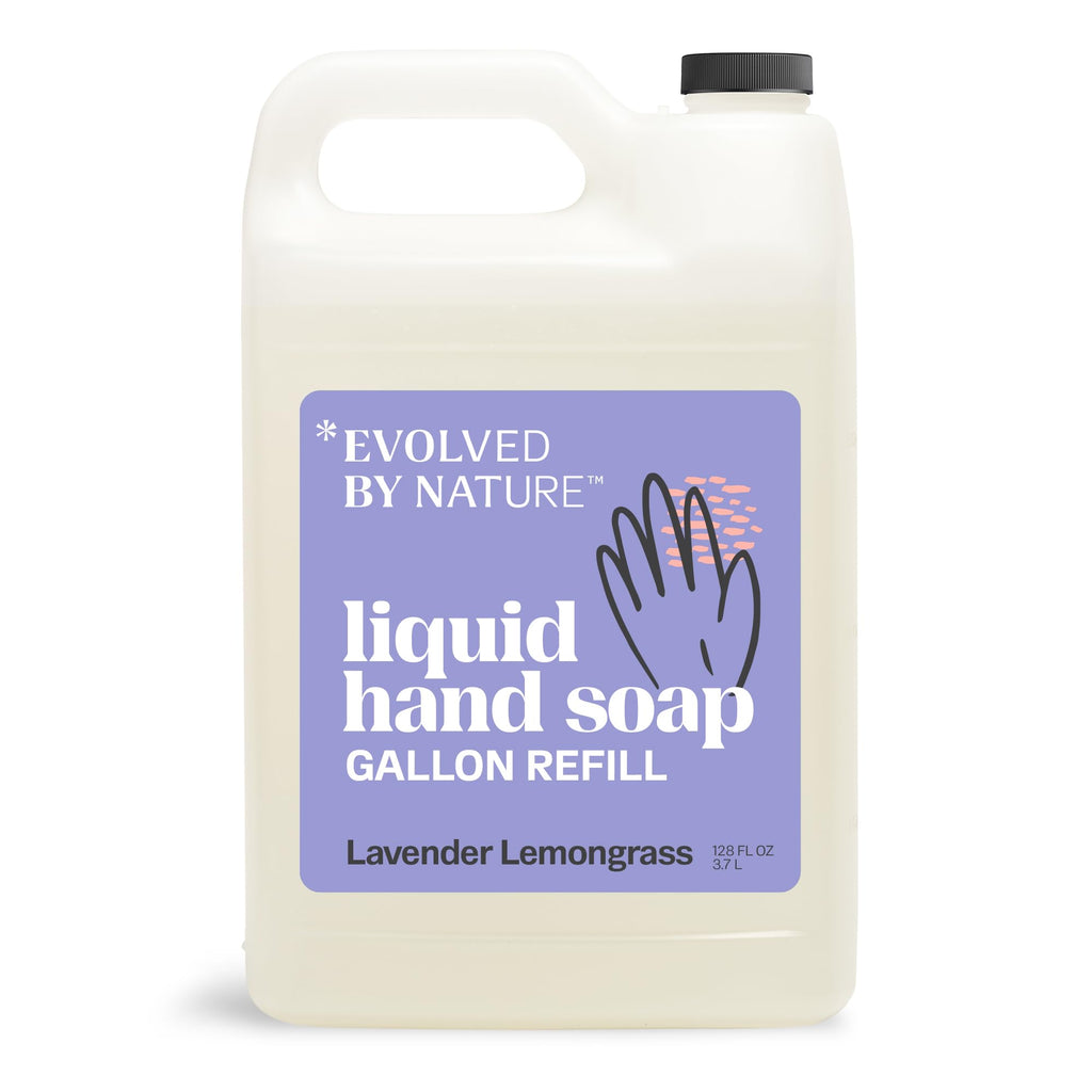 EVOLVED BY NATURE Liquid Hand Soap Refill – 128 Oz, Lavender Lemongrass, Biodegradable Formula