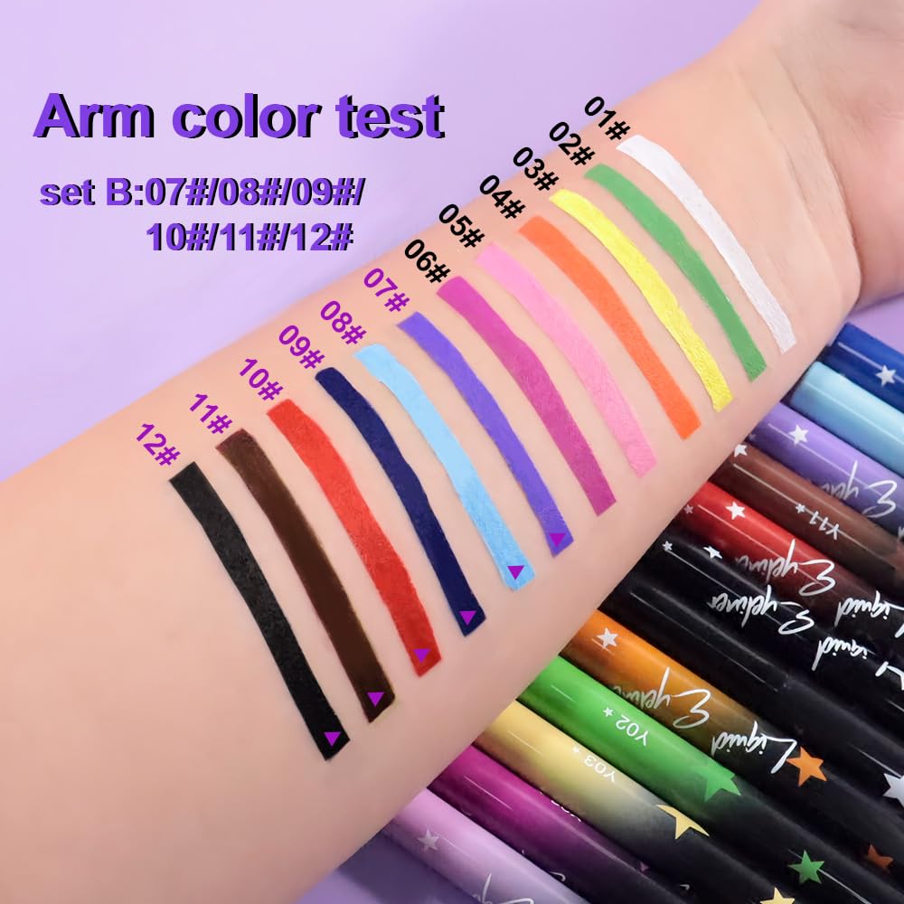 evpct 6Pcs Matte Liquid Eyeliner Set – Waterproof, Smudge-Proof, Quick-Dry, Longwear