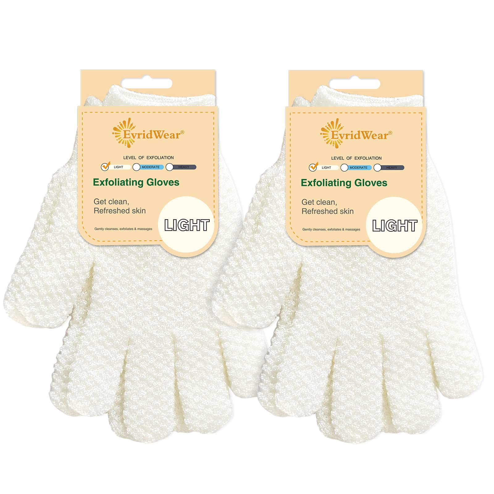 Evridwear Exfoliating Dual Texture Bath Gloves – 2 Pairs for Shower, Spa & Body Scrubs