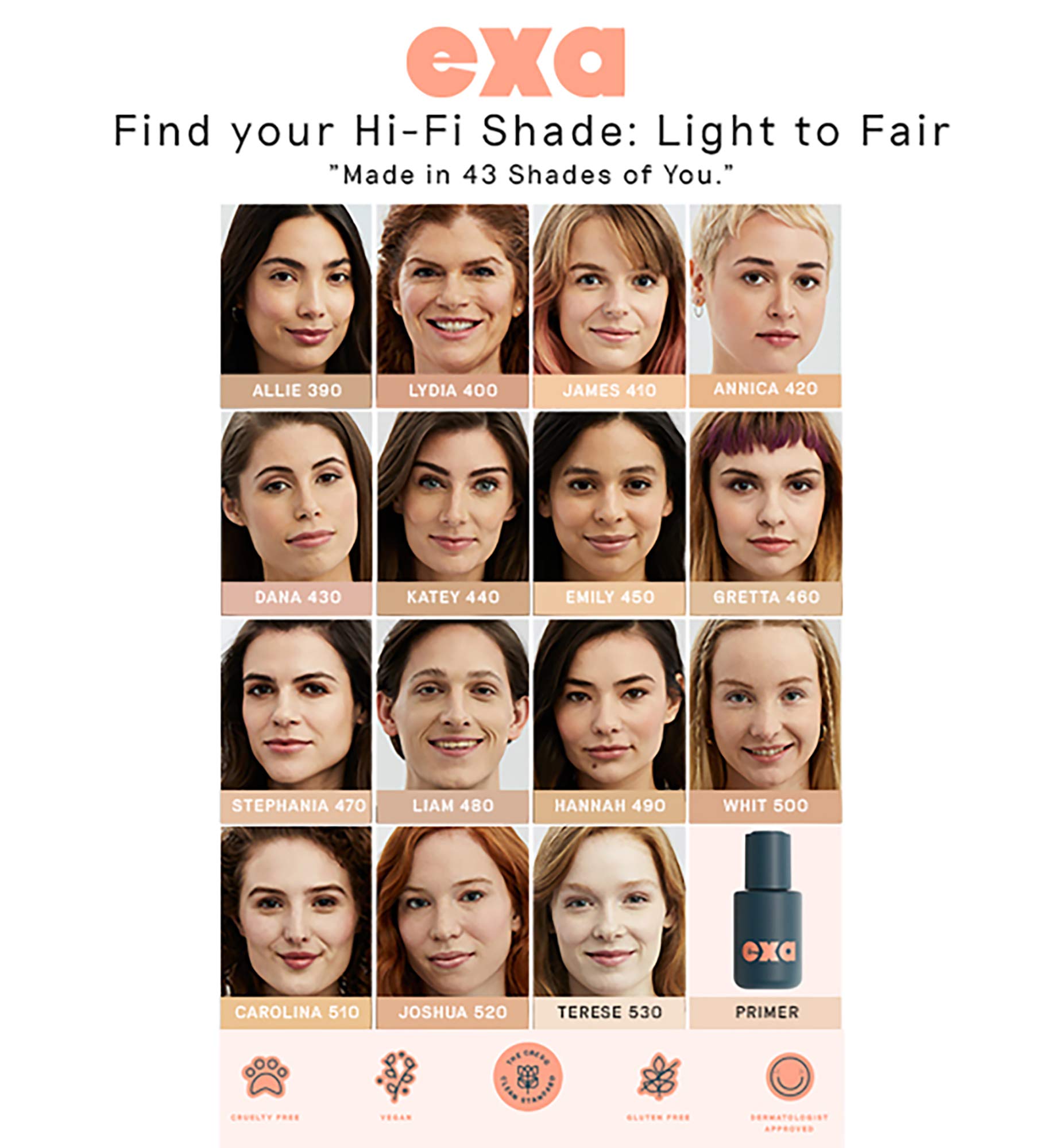 Exa Beauty Natural High Fidelity Foundation | Clean, Vegan, Cruelty-Free Makeup (Dana 430)