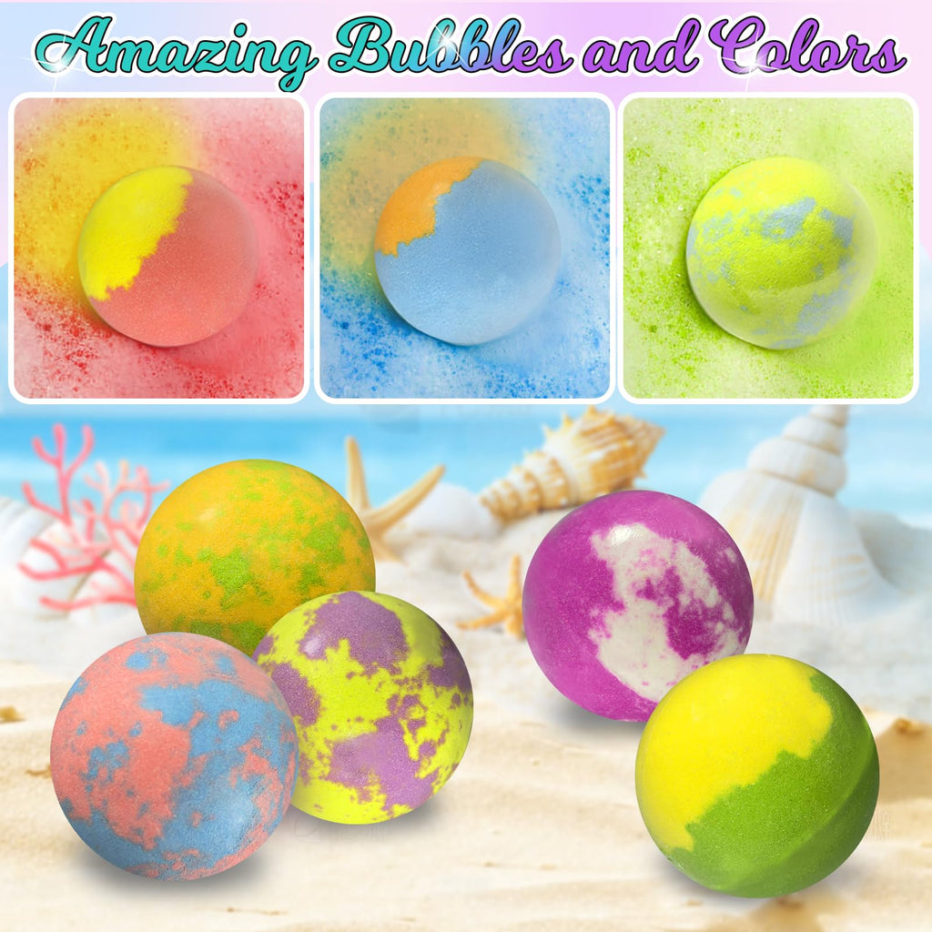 Excalla Mermaid Bath Bombs for Girls – 20 Surprises with Jewelry Toys