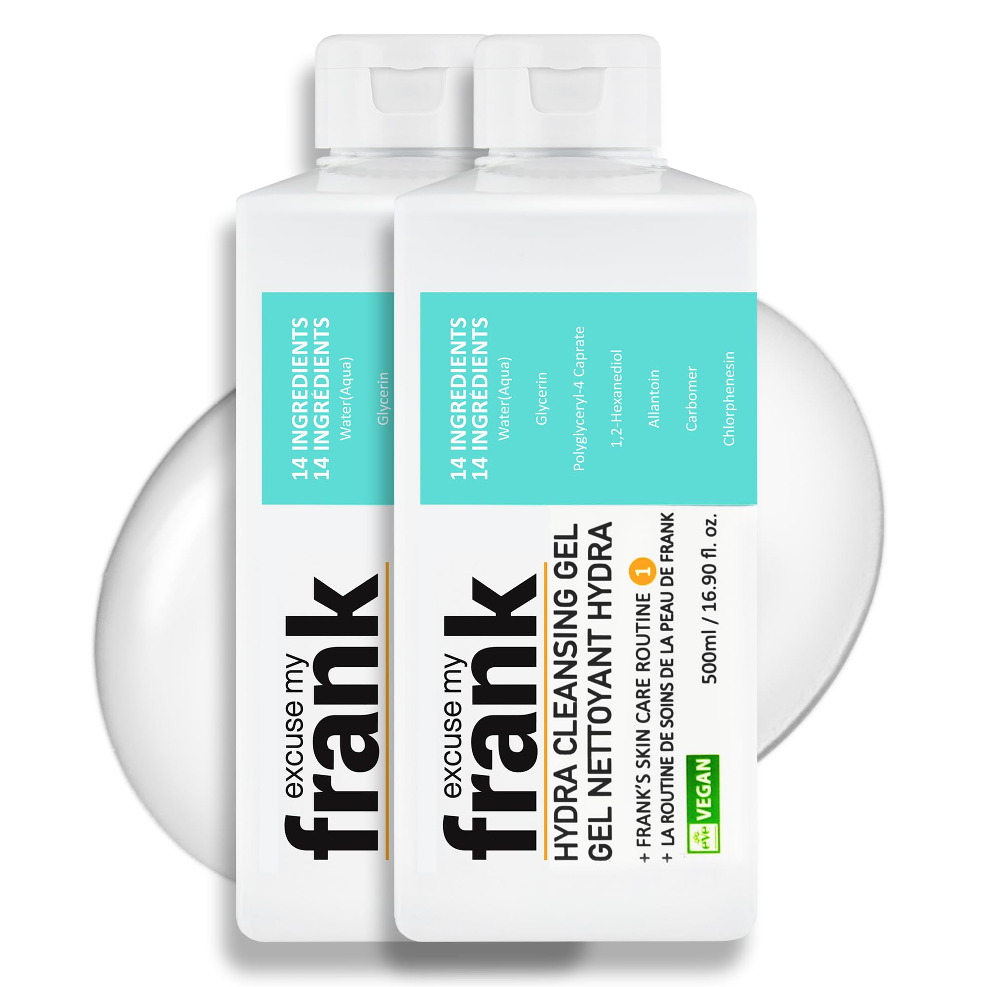 Excuse My Frank Hydra Cleansing Gel – Hydrating Facial Cleanser (2 Pack) | Korean Skincare