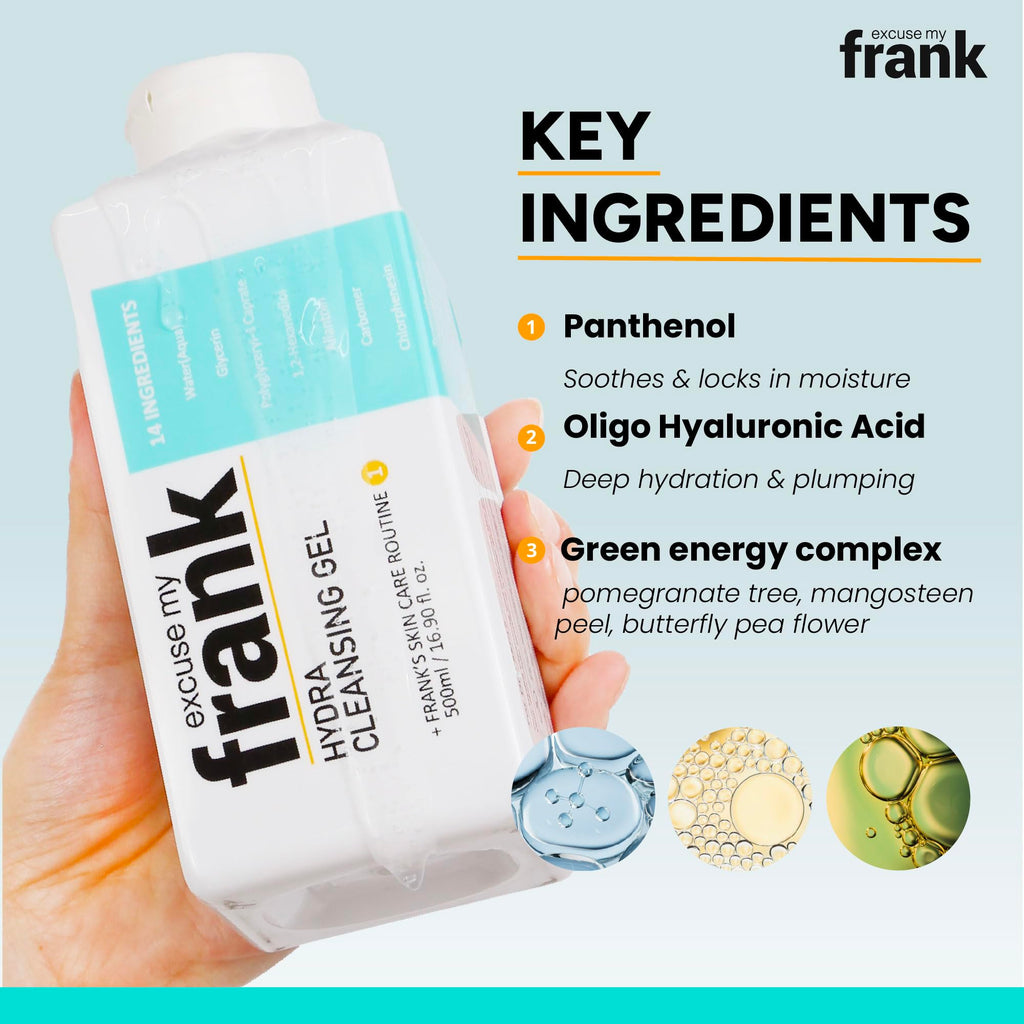 Excuse My Frank Hydra Cleansing Gel – Hydrating Facial Cleanser (2 Pack) | Korean Skincare