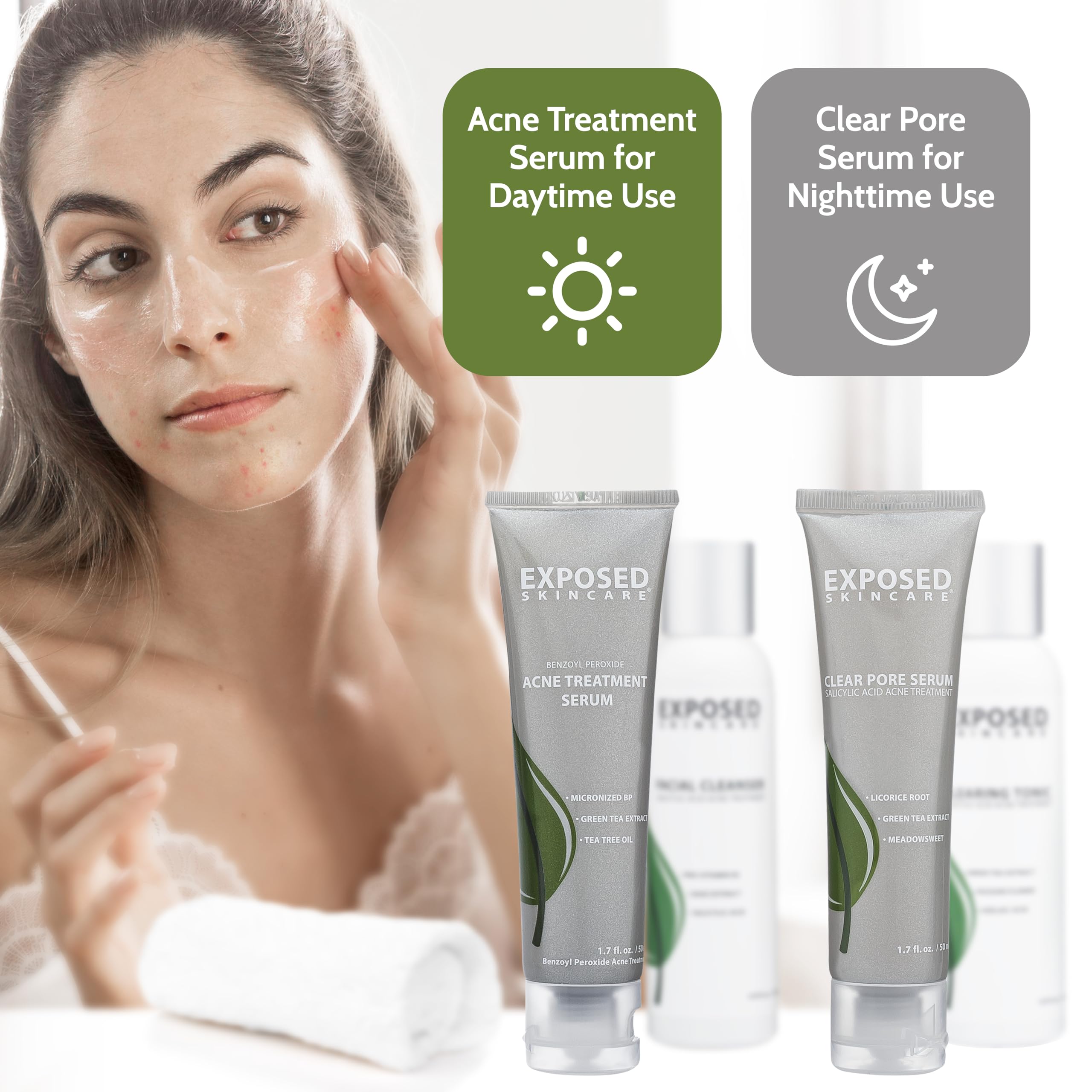 Exposed Skin Care Basic Acne Treatment Kit — 2.5% Salicylic Acid + 3.5% Benzoyl Peroxide